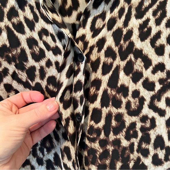 Rag and Bone Saunders Silk Leopard Print Button Front Batwing Sleeve Blouse - Picture 5 of 10